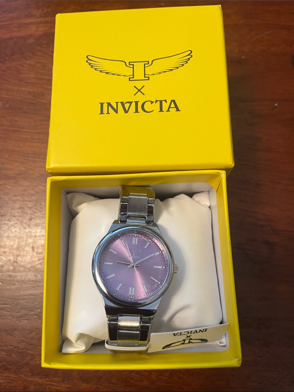 Invicta Men's Silver Watch with Purple Dial